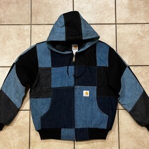 Handcrafted Reworked Carhartt Denim Jacket - Patch Blue - (L)